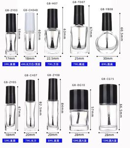 Bouteilles de vernis à ongles en verre transparent en gros, tailles 3ml, 5ml, 10ml, 15ml, avec flacon vide et pinceau applicateur - Product Image 6