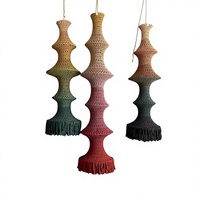 Lustre artisanal artistique en fer, laine et fil de soie, style pastoral bohème français, pour bar Nanyang Guesthouse, escalier et salon