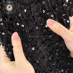 Décorations de <span class=keywords><strong>mariage</strong></span> ANNIELU en velours noir premium avec paillettes, location de toile de fond pour lieux intérieurs - Product Image 4