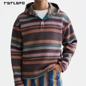 เสื้อฮู้ดถักสไตล์วินเทจสำหรับผู้ชาย ปักโลโก้ตามสั่ง ทรงหลวม สไตล์คลาสสิก ลายแจ็คการ์ด สตรีทแวร์ ผ้าฝ้ายออร์แกนิค 100% เป็นมิตรต่อสิ่งแวดล้อม - Product Image 1