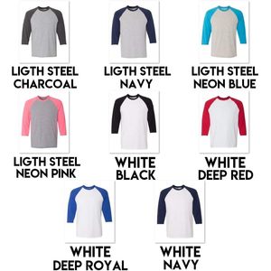 Custom 6 Pack Unisex <b>Raglan</b> Sleeve T-Shirt 3/4 Length Cotton Jersey Breathable Men's <b>Top</b> - Product Image 2
