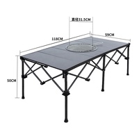 Table de barbecue coréenne pliable d'extérieur avec gril intégré, portable