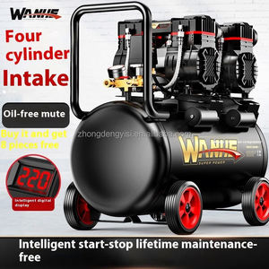 Compresseur d'air à piston compact 220V de qualité industrielle, sans huile, silencieux, portable, haute pression, pour le travail du bois, avec refroidissement par air - Product Image 3
