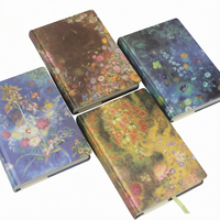 Carnet de notes rétro à couverture rigide en papier coloré à motifs floraux, format A5, style imprimé avec reliure thermique, 60 feuilles