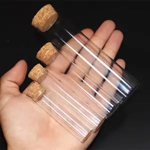 Prix de gros tube de bouchon de liège de bouteille en verre à fond plat transparent pour tubes roulés à la main avec embouts de filtre en verre vente de tuyaux d'emballage