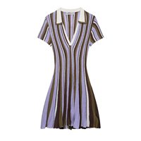 PB&ZA Vente en gros Nouveautés d'été : Polo à manches courtes pour femme avec col rayé, Robe 8779141