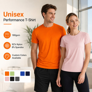 T-shirt de sport unisexe personnalisé avec logo numérique, 180 g/m², en nylon et élasthanne écologiques, séchage rapide, pour la gym et l'entraînement, vente en gros - Product Image 1