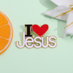 J'aime jésus émail broche personnalisé jésus aime <span class=keywords><strong>moi</strong></span> coeur rouge Badge revers vêtements broche sac à dos chapeau bijoux cadeaux pour la croyance du Christ - Product Image 2