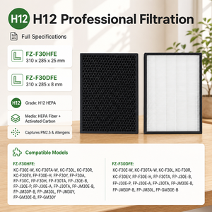 Ensemble de filtres <span class=keywords><strong>HEPA</strong></span> au charbon actif de remplacement <span class=keywords><strong>pour</strong></span> <span class=keywords><strong>purificateur</strong></span> <span class=keywords><strong>d</strong></span>'<span class=keywords><strong>air</strong></span> FZ-F30HFE/FZ-F30DFE, lot de 2, usage domestique, respectueux de l'environnement - Product Image 5