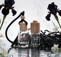 Diffuseur de parfum pour voiture en verre sérigraphié de forme unique, 5 ml, avec bouchon métallique pour l'application de parfum