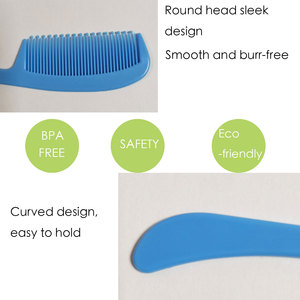 Depurador de cuero cabelludo de bebé de plástico respetuoso con el medio ambiente personalizado de fábrica, peine de seguridad para niños, juego de cepillo corporal de pelo suave para bebés - Product Image 3