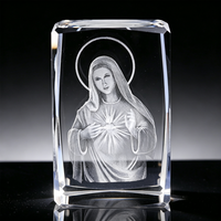 Cube en cristal gravé au laser 3D, souvenir religieux, bloc de cristal gravé au laser personnalisé, décoration d'intérieur, ornement, artisanat, cadeau en cristal