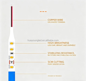 Copper DC12V/24V 6W/m SMD2835 4100K White <b>LED</b> Strip Light IP20 Rated Dimmable Remote Control for Advertising Signage - Product Image 2