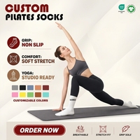 Chaussettes de yoga en coton pour femmes, antidérapantes, de haute qualité, épaisses, tendance, avec logo personnalisé, colorées, antidérapantes, pour la gym, le pilates