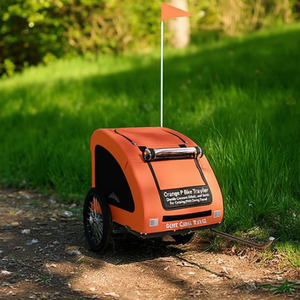 Remorque de vélo pour animaux de compagnie Orange Pet Bike Trailer 2 roues, tissu Oxford durable pour transporter les animaux pendant les voyages - Product Image 2