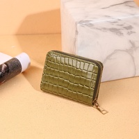 Couleur unie 9 fente pour carte porte-cartes d'identité en cuir Pu portefeuilles courts fermeture éclair porte-clés porte-monnaie motif Crocodile pochette de gaufrage