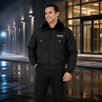 Blouson d'hiver isolé de sécurité avec col en fourrure amovible, uniforme de service pour la garde, la patrouille, le contrôle aux passages et la sécurité au poste de contrôle