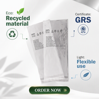 Sac d'emballage en plastique transparent auto-adhésif, certifié GRS, 100% LDPE recyclé, écologique, avec logo, pour l'emballage des vêtements