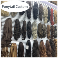 Queue de cheval synthétique yaki frisée avec cordon de serrage, extensions de cheveux ondulés et frisés avec cordon de serrage