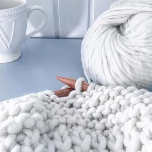 100% lã mão malha cobertor, extravagante fios atacado 8mm grosso merino fio de lã