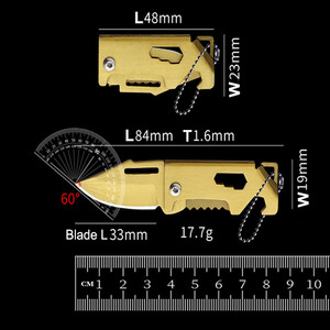 LFEDC fábrica gran oferta al por mayor EDC Acero inoxidable Color oro Mini plegable llavero cuchillo con abrebotellas - Product Image 2