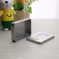Boîte en métal rectangulaire 115x85x22mm avec couvercle de fenêtre pour l'emballage d'accessoires mobiles d'ordinateur outils de cadeaux