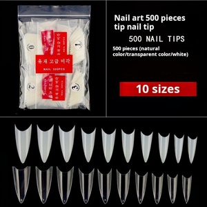 Vente en gros usine 500 pièces de capsules d'ongles en gel souple ABS, prix avantageux, formes goutte d'eau, stiletto, courtes, transparentes, sans trace, french, amande - Product Image 2
