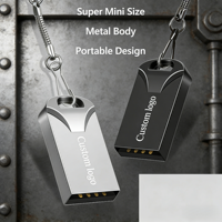 Flash Drive USB 2.0 Metal Super Mini 32GB dengan Logo Laser Custom Stok Baru Murah Hadiah