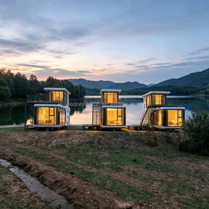 Capsule spatiale préfabriquée en acier équipée de panneaux sandwich isolants thermiquement pour le camping en montagne, maison modulaire permanente - Product Image 1