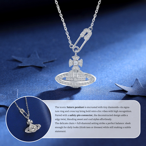 Collier Pendentif Saturne Tendance au Design Simple et Élégant, Vente en Gros <span class=keywords><strong>Direct</strong></span> Usine - Product Image 5