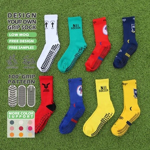 Kaos Kaki Grip Sepak Bola Bordir Anti-Selip Non-Slip Sport Grip Socks Football yang Dapat Disesuaikan - Product Image 1