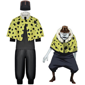 Costume de Cosplay Louhu Jujutsu Kaisen, tenue de personnage, cape noire et jaune à pois avec chapeau, Costume de jeu de rôle Anime pour adultes - Product Image 1