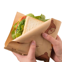 Sac en papier triangulaire personnalisé, imprimé, à double ouverture, résistant à l'huile et à la graisse, pour pain, gaufres, hamburgers, sandwichs, beignets