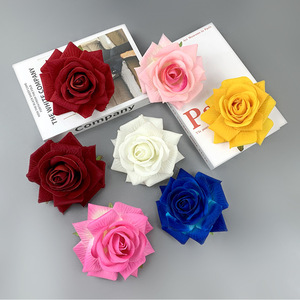 Rosas de terciopelo de 12 cm, cabezas de rosas de seda para decoración de pasteles de boda - Product Image 1