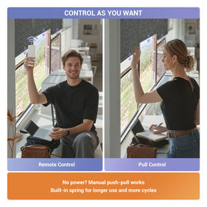 더블 시스템 스마트 롤러 블라인드 오피스 호텔용 원격 롤러 쉐이드가 있는 전동 암막 창 블라인드 제어 - Product Image 2