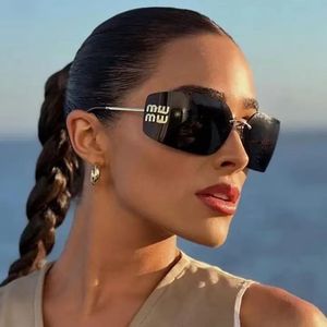 Lunettes de soleil tendance sans monture pour femmes, lunettes de soleil de luxe à la mode, verres incurvés, pare-soleil - Product Image 6