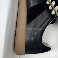 Chaussures de marche unisexes en cuir véritable de marque de créateur, baskets décontractées à lacets, patchwork noir, semelle en caoutchouc confortable