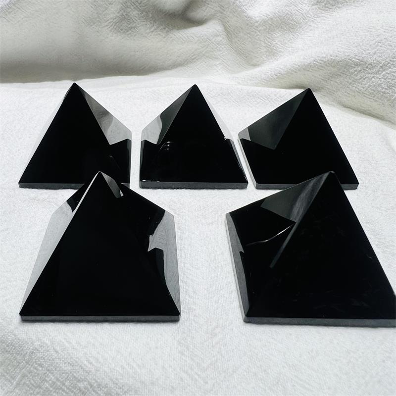 Natural Black Obsidian Healing Pyramid Sculpture - 4cm, Oem Available