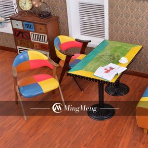 Table de restaurant style antique fer écologique design industriel contreplaqué placage usage commercial table à manger pour hôtel - Product Image 3