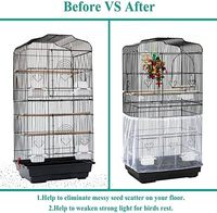 Filet universel réglable en fer Nylon maille solide Cage à oiseaux attrape-graines pour perroquets aras pliable boîte de Cages carrées africaines