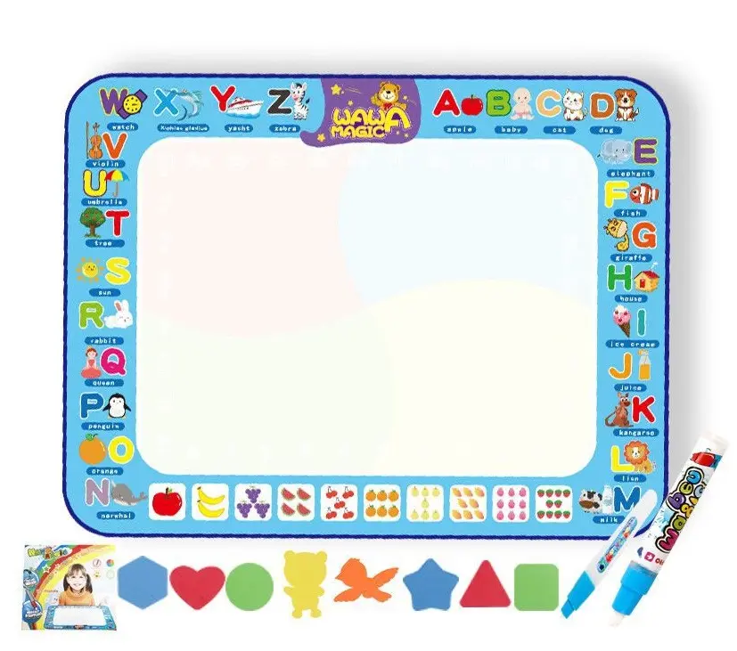 Water Drawing Mat Large Doodle Mat 34.6 X 22.8in Aqua Magic Doodle Mats Educational Drawing Mat for Painting Writing Learning Toddler Toys Magic Water Canvas Toy Gift Box for Toddlers Age 2 3 4 5 6 