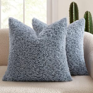 Kunstbont 18x18 inch Bouclé Decoratieve Sherpa Kussenhoezen Zachte Schapenvacht Fleece voor Boho Home Decor Sofa Woonkamer Bank Bed - Product Image 3