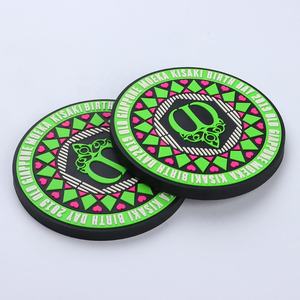 Harga pabrik kustom Logo grosir bulat karet lembut PVC cangkir silikon Coaster untuk minuman