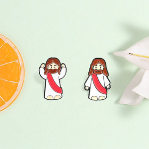 Ensemble de broches en émail sur le thème de Jésus, mignonnes et de style dessin animé, pour la décoration de sacs à dos - Product Image 1