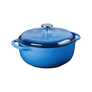 Cocotte en fonte émaillée bleue de qualité supérieure, design à double anse, pot à pain profond, pot à ragoût, ustensiles de cuisine, incontournable de la cuisine - Product Image 2