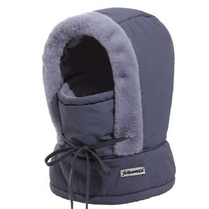 Chapeau intégré Lei Feng gris foncé, doublure polaire thermique coupe-vent, cache-cou, couvre-tête pour cyclisme en extérieur, unisexe - Product Image 4