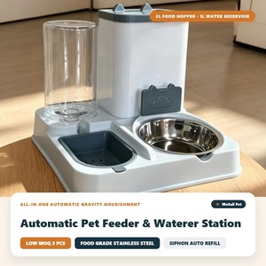 Distributore Automatico di Cibo per Cani e Gatti con Dispenser d'Acqua Integrato, Materiale PP, Design Solido, Impermeabile IPX5, Ciotola per Bere per Animali Domestici - Product Image 1