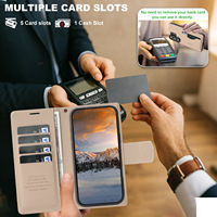 Étui portefeuille magnétique détachable multi-cartes avec dragonne et béquille de protection pour Samsung Galaxy S26 Ultra