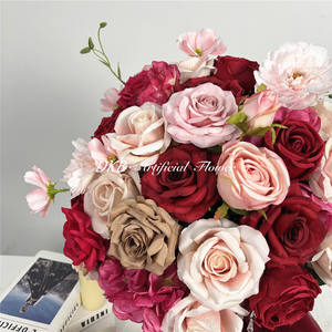 ของตกแต่งงานแต่งงานลดราคา DKB  ช่อดอกไม้ประดับโต๊ะงานแต่งงานขนาดใหญ่ หรูหรา ดอกกุหลาบสีขาวทำจากผ้าไหมเทียมขนาดใหญ่ - Product Image 3