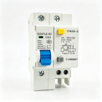 Interruptor Automático Miniatura JUNW DZ47 MCB, Montaje en Riel DIN, Tipo C, Indicador Visible de Disparo, Control de Energía Industrial y Doméstico, PA66, 6kA
